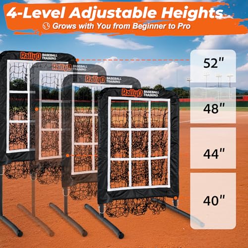 Pitching Net, 9 Hole Baseball & Softball Pitching Net with Strike Zone, Adjustable Pitching Target with 9 Pocket Design, Portable Pitching Practice Equipment