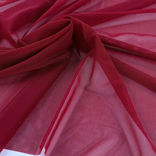 Superfine 4-Way Stretch Net Fabric Nylon Spandex Power Mesh, Pre-Cut 5 Yards Long 60" Wide, Lightweight Sheer (Wine Red) - color: Wine Red