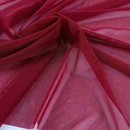 Superfine 4-Way Stretch Net Fabric Nylon Spandex Power Mesh, Pre-Cut 5 Yards Long 60" Wide, Lightweight Sheer (Wine Red) - color: Wine Red