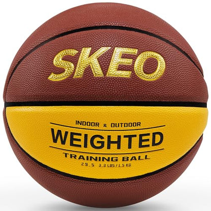 SKEO Weighted Basketball, 2.2/3/3.3LBS 28.5"/29.5" Trainer Heavy Basketballs Made of Composite, Indoor Outdoor Training Ball for Improving Handling Dribbling Rebounding - size: Size 7 Adult & Pro -3.3LBS/1.5KG