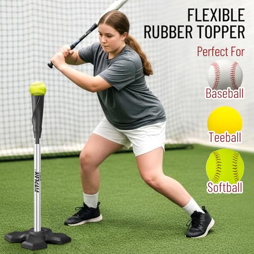 Portable Hitting Tee for Baseball/Softball,Height Adjustable from 25-37 inch,Easy Carry Premium Baseball Tee with Rubber Top,Metal Base Batting Tee for Accuracy,Power,Softball Tee For All Palyers