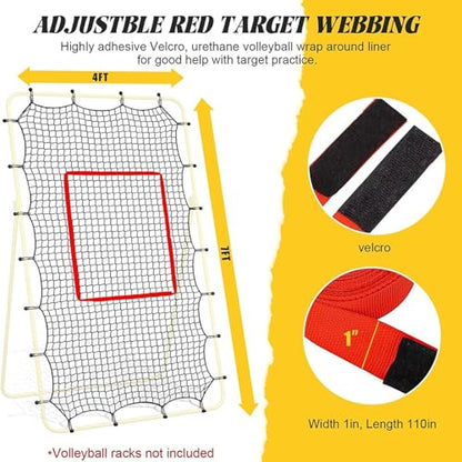 Rebound Net Replacement - 7x4 Ft Frame Compatible Training Nets, 1.5 Inch Mesh High Strength Back Surfaces, Elastic Cord Loop System Target Webbing | Versatile Practice Gear for Volleyball Base