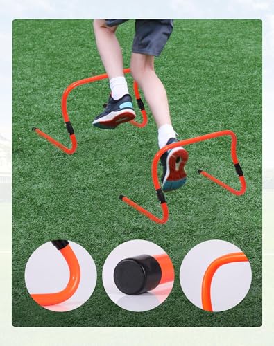 Agility Hurdles,9"-12.6" Adjustable Speed Training Hurdles for Football, Basketball, Soccer Hurdles Training Equipment Set of 6 Cones Set