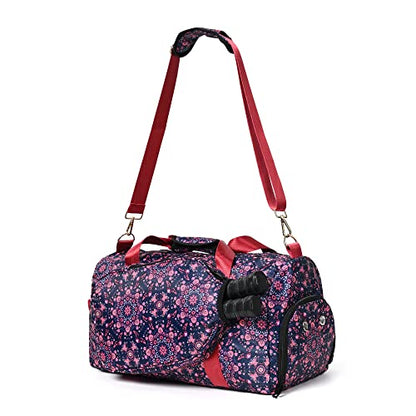 Boulder Bee Pickleball Bags, Premium Pickleball Tote Bag for Girls, Women’s Hand/Shoulder Gym Bag w Water Bottle Holder, with Pickleball Racquet/Paddle Holder - color: Duffel Bag-Baroque