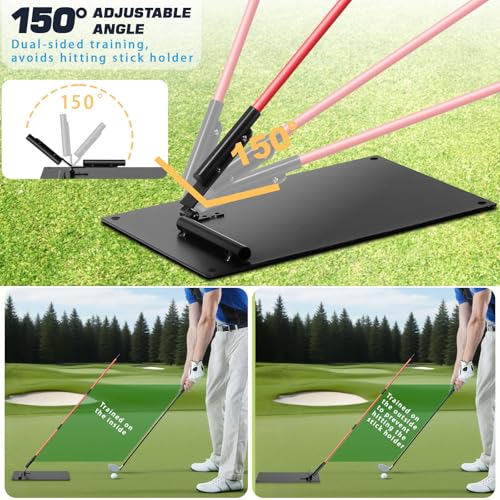 Pro Golf Alignment Sticks Holder – Adjustable Swing Plane Trainer with Weighted Base | Golf Training Aid for Swing Path, Putting & Aiming (Black Easy) - Not Included Alignment Sticks