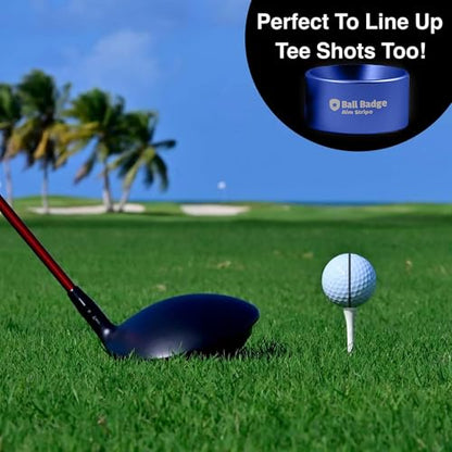 Ball Badge Aim Stripe - 360 Degree Golf Ball Line Marker Kit with Golf Bag Attachment for Perfect Alignment and Precision Putting - color: Blue