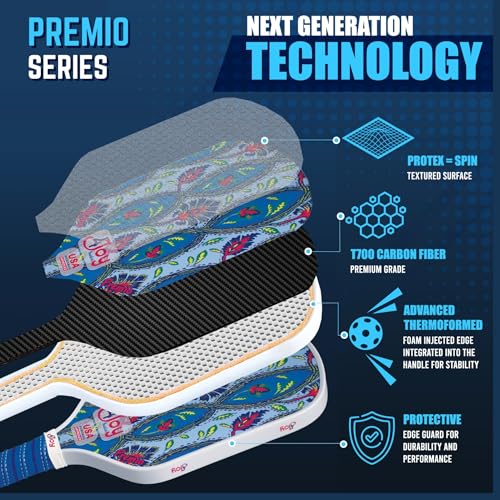 4Joy Pickleball Paddle Premio Series - Thermoformed Premium T700 Carbon Fiber Pickleball Paddless - Professional Pickleball Rackets for Women & Men - 16mm Honeycomb Core - USAP Approved - style: Damask