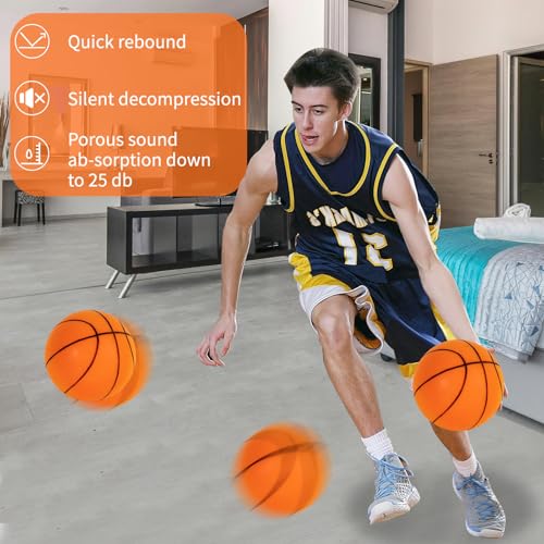 Silent Basketball for Indoor Use - Quiet Training Foam Ball, Size 7 (24cm), Noiseless Bouncing, Soft Grip - Ideal for Indoor Drills and Activities
