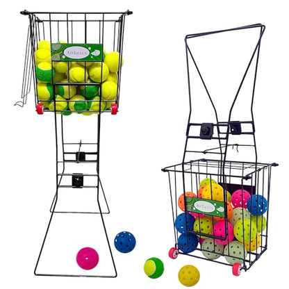 4th Improvements,Tennis Balls Hopper , Pickleball Hopper,75 Tennis Or 50 Picklel Capacity,Also As Ball Picker,Easy to Pick Up 30 Tennis Or Pickle in 1 Minute, Easily Placed in The Trunk of A Car