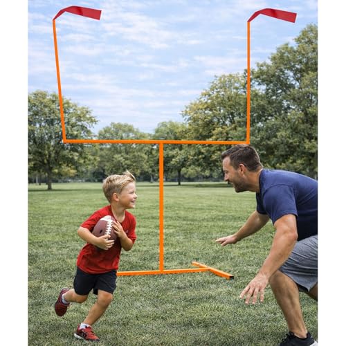 Adjustable Steel Football Goal Post Set with Football & Pump, Backyard Field Goal Uprights for Kids & Adults Rust-Resistant Outdoor Football Training Equipment