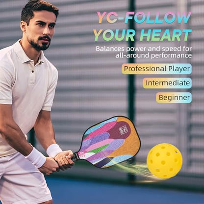 YC DGYCASI Pickleball Paddles Set of 2, 2026 USAPA Approved Pickleball Set, Fiberglass Lightweight Pickle Ball Rackets 2 Pack, 2 Outdoor Pickleball, 2 Indoor Pickleball Balls, 1 Pickleball Bag - color: Orange