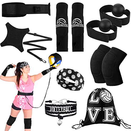 Honoson 7 Pcs Volleyball Training Equipment Aid Volleyball Serving Trainer Kit Gifts for Beginners - color: Black, style: Boys
