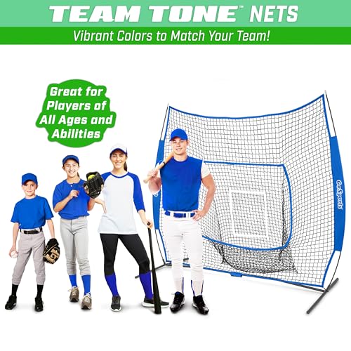 GoSports 7 x 7 ft Baseball & Softball Nets - Available in Team Colors - Batting & Pitching Net with Strike Zone - color: Royal