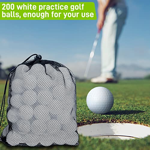 Yunsailing 200 Pcs Plastic Practice Golf Balls Limited Flight Training Golf Balls with 2 Mesh Bags for Indoor Outdoor Backyard Driving Range(White)
