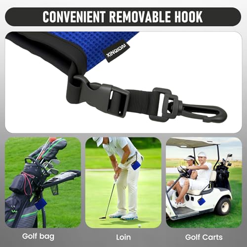 Golf Club and Golf Ball Cleaning Bag - Cleans Club Grooves, Waterproof Clean Face Tech, Detachable Clip, Machine Washable, Stay-Dry Exterior,Golfer Gifts for Men (1, BLUE) - color: Blue