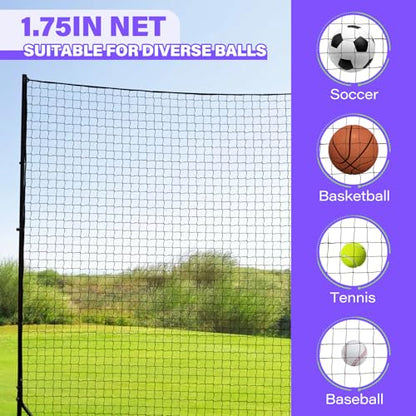 Backstop Net System for Backyard – Heavy Duty Sports Barrier Net with Steel Posts, Movable/Socketed Ball Stop Net for Soccer, Baseball, Training - size: 20FT Wide, style: Movable-1.75 Inch Net