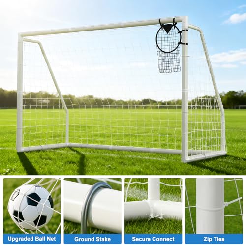 MOPHOTO Soccer Goal, 6X4/8x6/10x6.5/12x6/16x7/18.5x6.5/21x7/24x8ft Soccer Goals for Backyard, Full Size Soccer Goal for Teens & Adults Training - size: 10x6.5FT, style: PVC-Foldable