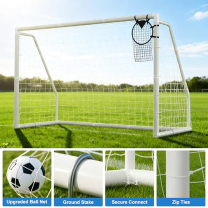 MOPHOTO Soccer Goal for Backyard, 6x4ft/8X6ft/10X6.5ft/12X6ft PVC Soccer Goal with Training Cones & Target Net, Lightweight Soccer Practice Net for Teens - size: 10x6.5ft, style: Foldable