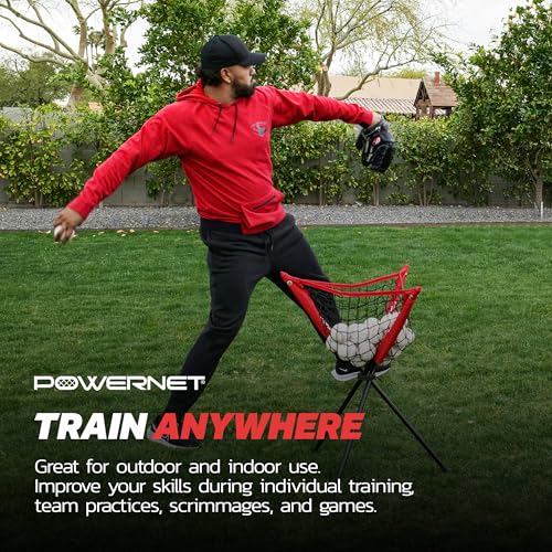 PowerNet Baseball Softball Portable Ball Caddy, Holds Bucket of Baseballs, Softballs, Tennis Balls, Use During Batting Practice Training and Drills