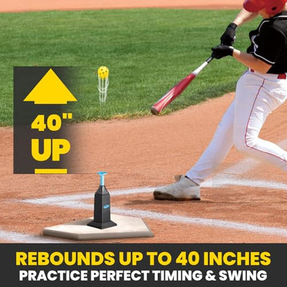 Portable Hitting Tee for Baseball & Softball, Adjustable Height Up to 40 Inches Baseball Pitching Machines with 12 Balls for Swing Practice Without a Pitcher Hitting, Batting Tee Training Equipment