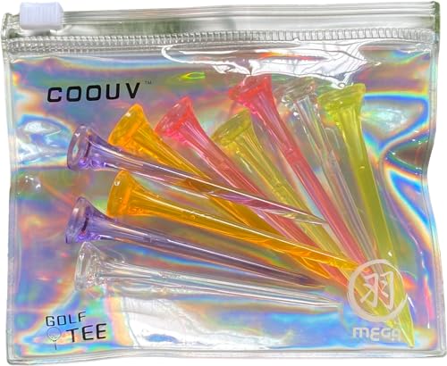 Golf Tees 2.68’’ 2.83’’ 10/20/30 Count Crystal Plastic Golf Tees Reduced Friction & Side Spin Professional Unbreakable TEES - color: 10 PCS Mixed Colors, size: 2.68"