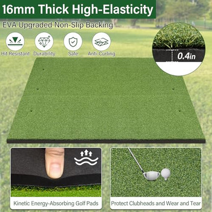 Golf Mat,Elite Golf Hitting Mats Practice Outdoor & Indoor,5x4ft Turf Driving Range Mats for Golf Simulators and Practice with 10 Balls,9 Tees,21|31mm Thickening Domivans - size: Thickness 21 mm