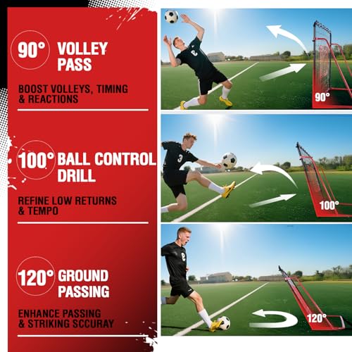 ZEALFEEL Soccer Rebounder Net, 10 Adjustable Angles 6x4FT Soccer Kickback Trainer for Passing, Ball Control & Volley Practice, Easy Setup Portable Football Training Net for Solo & Team Use