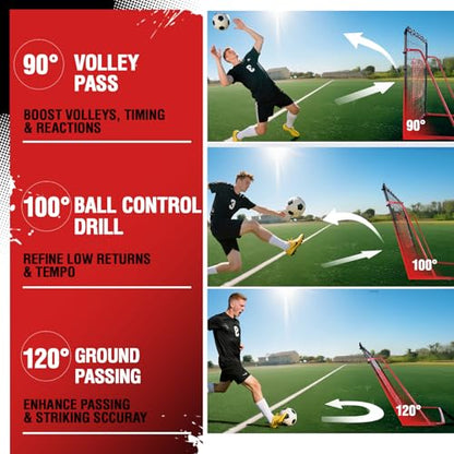 ZEALFEEL Soccer Rebounder Net, 10 Adjustable Angles 6x4FT Soccer Kickback Trainer for Passing, Ball Control & Volley Practice, Easy Setup Portable Football Training Net for Solo & Team Use