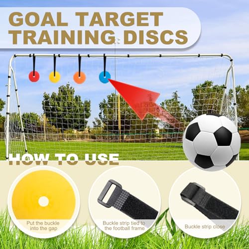 Soccer Targets for Goal, Training Equipment for Football Hockey Lacrosse - Goal Target Discs & Adjustable Straps, Football Shooting Aiming Agility Practice Game