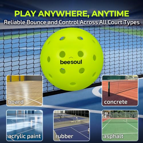 beesoul 3-Pack Premium Pickleball Balls, Outdoor 40-Hole Balls for Consistent Bounce, One-Piece Seamless Design, Built for All Skill Levels
