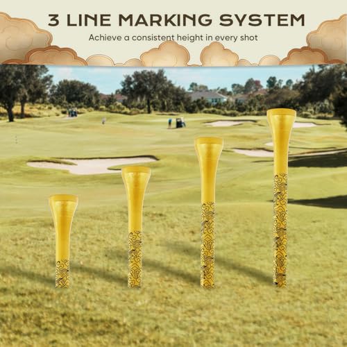 Personalized Bamboo Golf Tees | Custom Pattern | Available in Natural, Golden, Yellow, Black, Blue, Red, Cyan-Green | 30 Count, 3-1/4 Inch