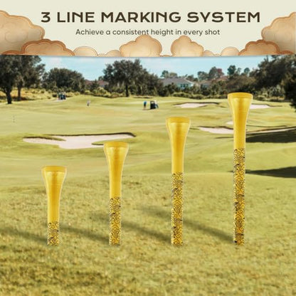 Personalized Bamboo Golf Tees | Custom Pattern | Available in Natural, Golden, Yellow, Black, Blue, Red, Cyan-Green | 30 Count, 3-1/4 Inch