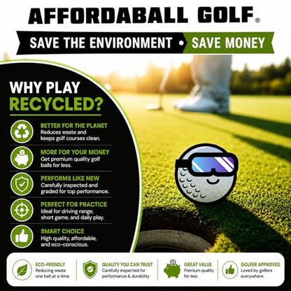 Afford-A-Ball Golf - Hit Away Used and Recycled Shag Golf Balls (50, 100, 300 Count) - Miscellaneous (2A) Golf Supplies for Men & Women - Backyard Practice