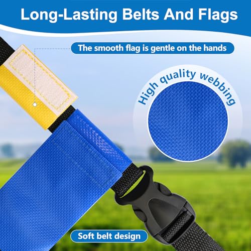 Adjustable Flag Football Belts for Youth/Adults, Set of 4/10 Tear-Resistant Belts for Football Training/Games/Outdoor - color: 4 Pcs: 2 Blue and 2 Yellow