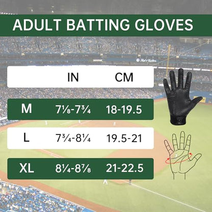 HANDLANDY Baseball Batting Gloves for Adult Youth, Grip Breathable Softball Batting Gloves Fit Men Kids Boys Girls - color: Raven Black-Adult, size: Adult Medium
