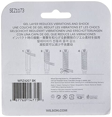 Wilson Shock Shield Hybrid Tennis Racquet Replacement Grip, Black - size: One Size (Pack of 2)