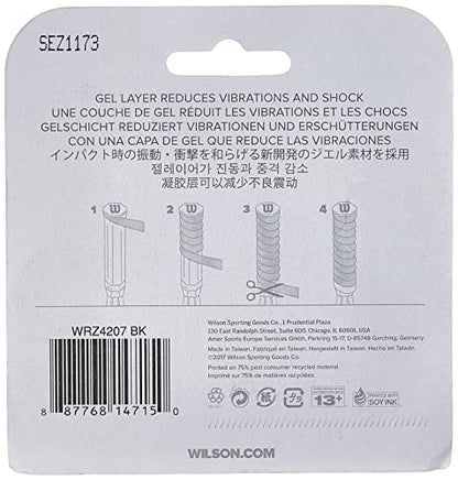 Wilson Shock Shield Hybrid Tennis Racquet Replacement Grip, Black - size: One Size (Pack of 2)