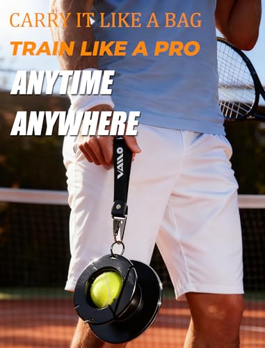 VAIIO Professional Tennis Trainer - Full Metal Portable Solo Rebounder with 3 High-Elastic String Balls, Ideal for Adults, Kids, Beginners & Advanced Players - color: Black