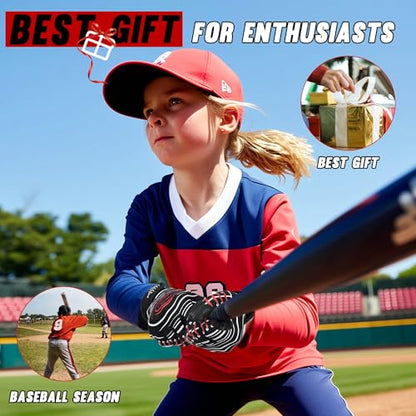AIGEVTURE Baseball Bating Gloves Adult Youth Baseball Softball Batting Gloves Adult Kids Boys Girls - color: Black and Red, size: Kids Small