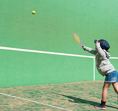 Kids Tennis Racket,17 Inch Plastic Tennis Racket with 2 Soft Balls,2 Tennis Balls and 4 Shuttlecocks for Kid,Toddler Outdoor/Indoor Sport Play