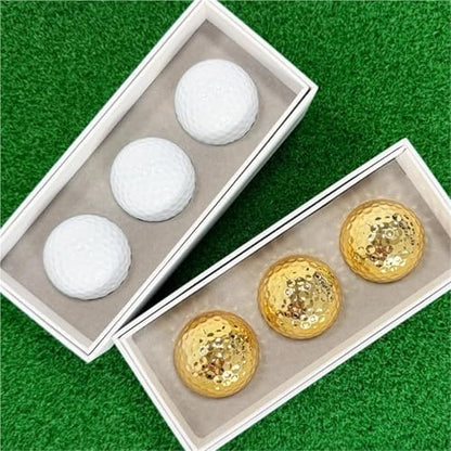 Compatible Universal Surlyn Golf Balls Set, White & Gold Tone Golf Balls with Storage Box for Daily Golf Practice Training - color: Lithium 6inch 6clws