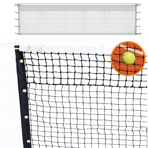 Professional Tennis Net 42ft x 3.5ft | Double-Layer Woven Court Replacement Net with 6mm Steel Cable & Center Strap – Heavy-Duty UV/Water-Resistant Net for Clubs, Coaches, and Backyard Use