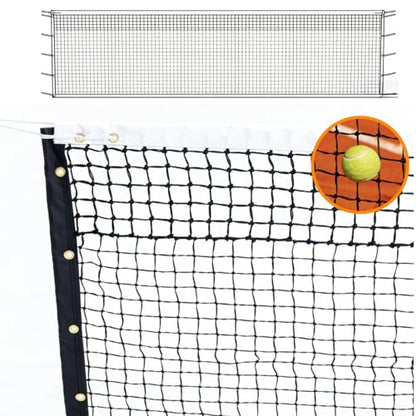 Professional Tennis Net 42ft x 3.5ft | Double-Layer Woven Court Replacement Net with 6mm Steel Cable & Center Strap – Heavy-Duty UV/Water-Resistant Net for Clubs, Coaches, and Backyard Use