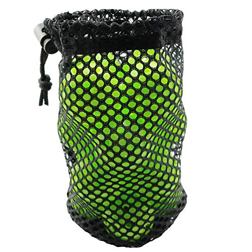 Nylon Mesh Bag 2pcs Black 17x12cm Lightweight Nylon Mesh Golf Ball Bags Holder Storage with Cord Lock Closure for Sports Balls, Toys, Diving