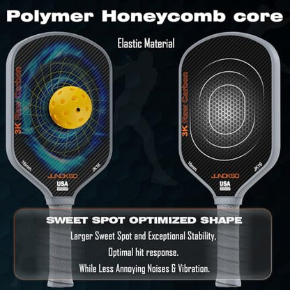 Professional Pickleball Paddles- T700 Carbon Fiber Pickle Racket- 3K Raw Carbon Frosted Surface for Enhanced Spin and Friction - USAPA Approved Offensive Long Paddle for Intermediate Advanced Players - color: Grey