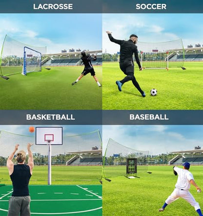 Lacrosse Backstop Net 20x10 ft Basketball Backstop Net for Backyard Sport Netting Barrier Ball Stop Net Includes Portable Carry Bag 2 Sand Bags 4 Ground Stakes