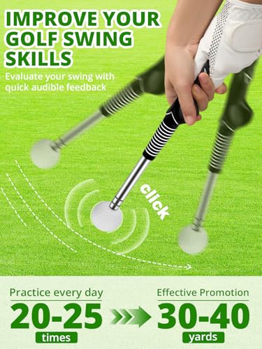 Retractable Golf Swing Trainer with Arm Band - Click Stick Golf Training Aid, Right/Left -Handed Golf Swing Practice Stick for Chipping & Hitting, Portable Indoor Outdoor Golf Practice Stick - style: Left-Handed Golf Swing Trainer