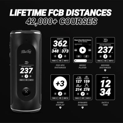 Blue Tees Golf Player+ AI-Powered GPS Speaker - Touchscreen Display, 10+ Hour Battery, 40,000+ Courses, Visual & Audible Distances, Hazard Detection, IPX7 Waterproof (Navy) - color: Navy