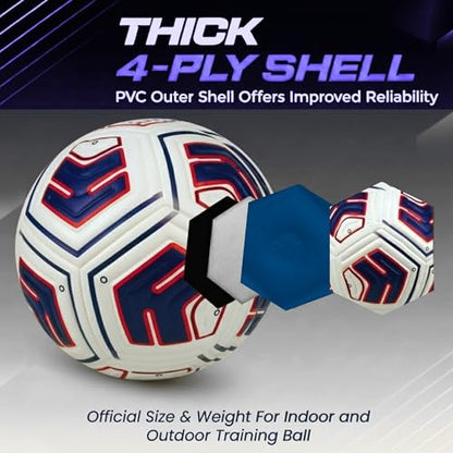 STRIKA Premium Soccer Ball Size 5 & 4 – Durable Hybrid Bonded Training Ball for Adults & Kids – Water-Resistant, Long Air Retention – Indoor/Outdoor Play