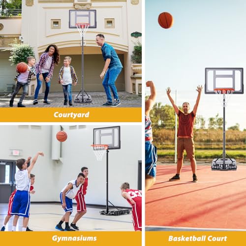 AWII SPORT Basketball Hoop Outdoor Adjustable Height 5.5-7.5FT, Portable Basketball Hoop Goals System with 32 Inch Shatterproof Backboard for Kids Youth Play in Backyard/Courts/Outdoor